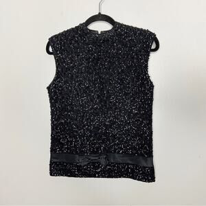 Bruce Arnold 1960s Black Sequin Angora Sweater Tank Top Size Medium